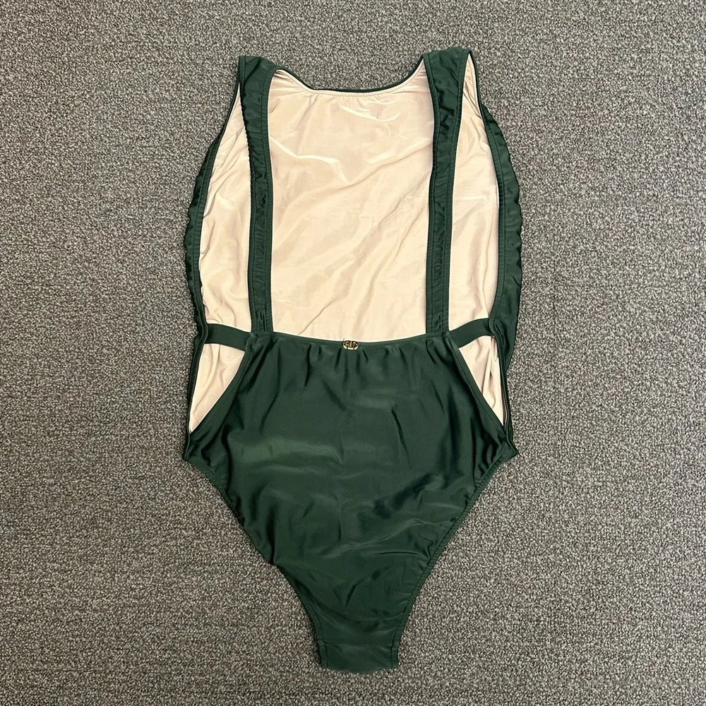 Adriana Degreas Low-Back Cutout Swimsuit in Dark Green - Picture 4 of 12